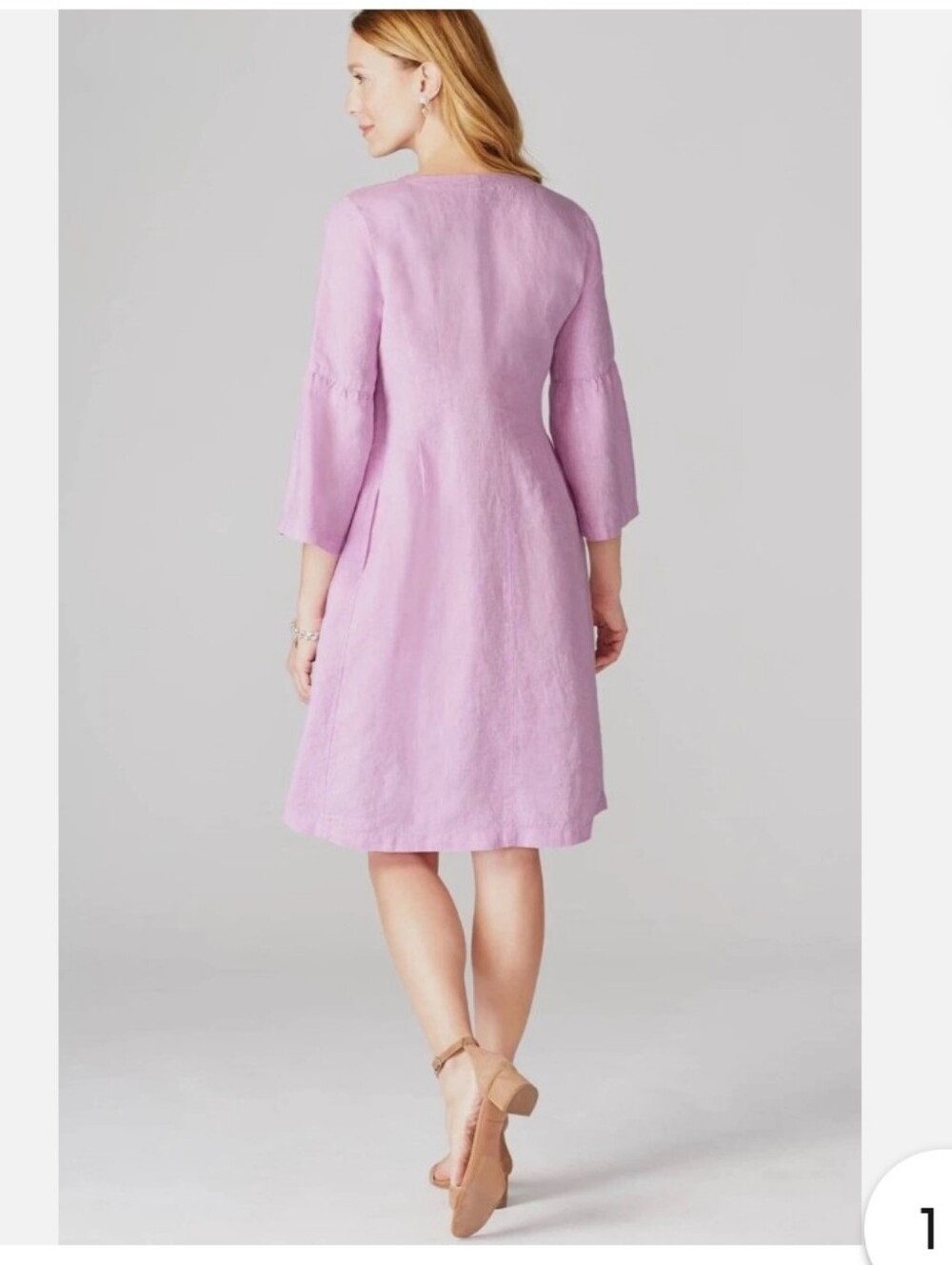 J. Jill Lavender Pink Linen Midi Dress - Picture 2 of 7